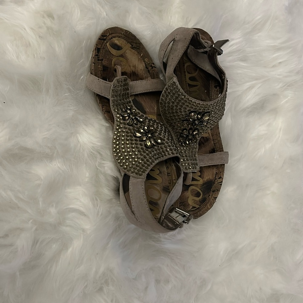 Sam Edelman Gray/Beige Strapped Sandals